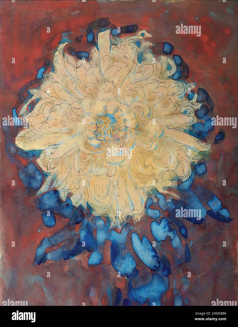 Mondrian Piet - Privatsammlung - Chrysantheme - 1908 09 - acquisello e inchiostro auf Carta 43 x 31 cm Stockfoto