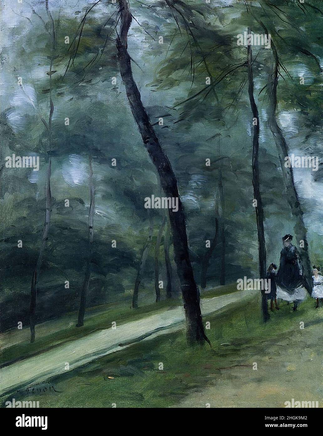 Renoir Auguste - Privatsammlung - Spaziergang im Wald, Madame Lecoeur und ihre Kinder - 1870 - Öl auf Leinwand keine Infos Stockfoto