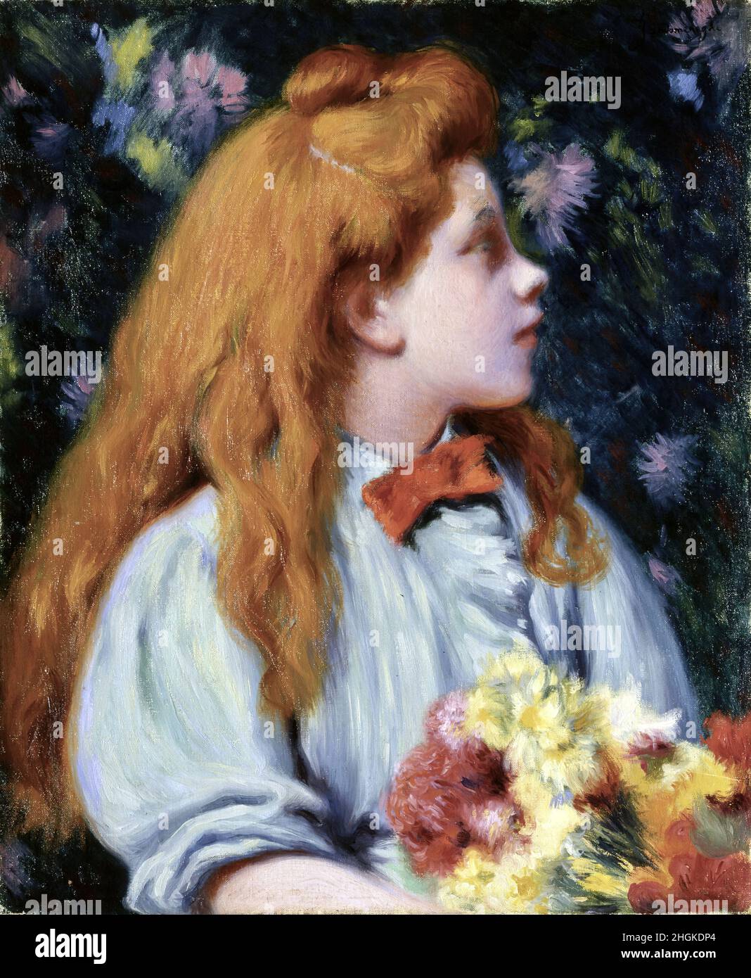 Zandomeneghi Federico - Privatsammlung - Bambina con fiori - kein Datum - Öl auf Leinwand 46 x 38 cm Stockfoto Zandomeneghi Federico - Privatsammlung - Bambina con fiori - kein Datum - Öl auf Leinwand 46 x 38 cm Stockfoto