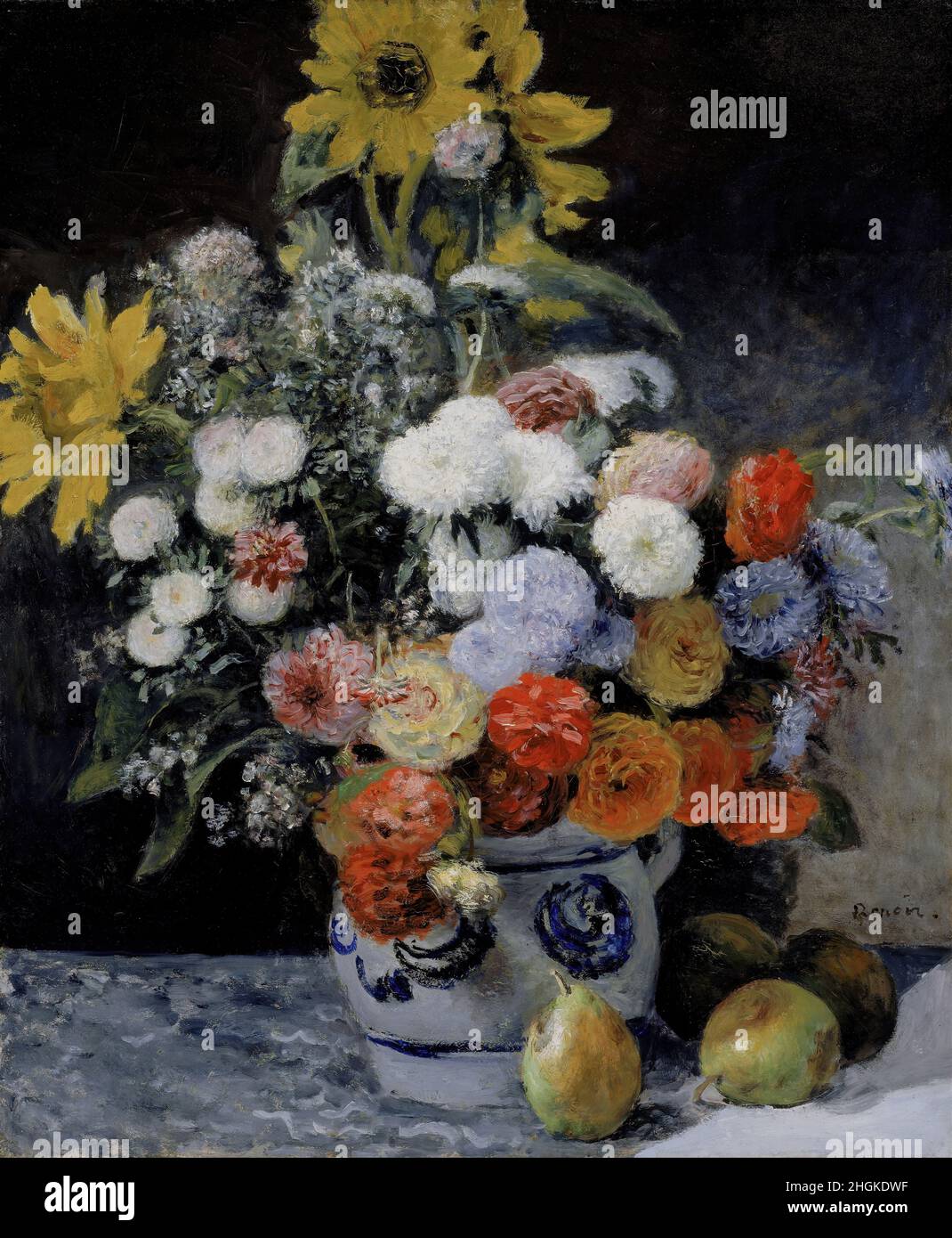 Gemischte Blumen in einem Steinguttopf - 1869c. - olio su cartone montato su tela 64,8 x 54,3 cm - re03Renoir Auguste Stockfoto
