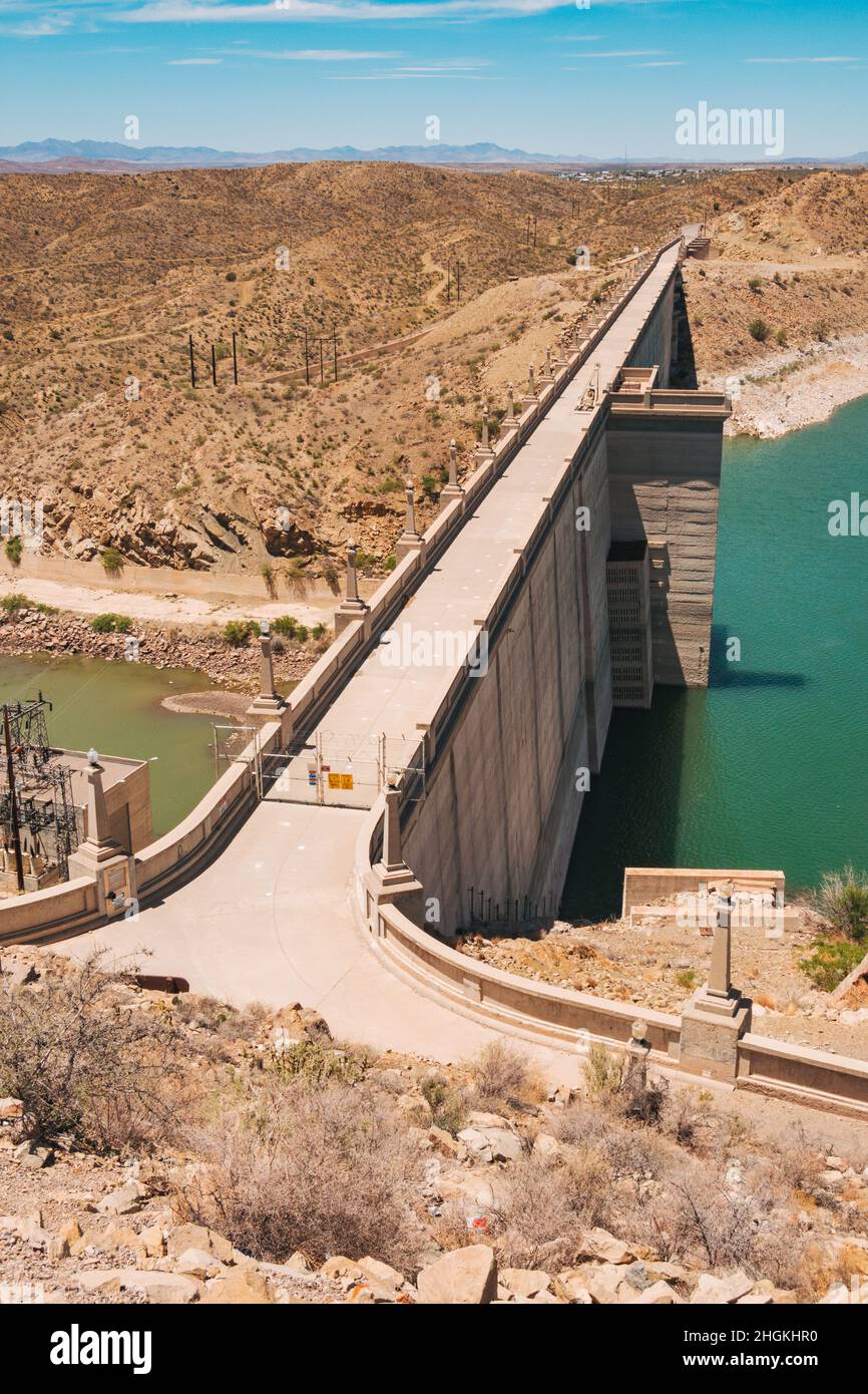 Der Elephant Butte Damm schafft ein Reservoir auf dem Rio Grande in der Nähe von Truth or Consequences, New Mexico Stockfoto