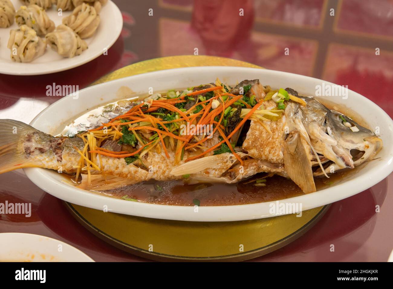 Chinesische Fischkopfsuppe in der Provinz Shaanxi, China Stockfoto
