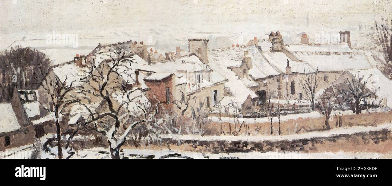 Pissarro Camille - Privatsammlung - L'Hiver - 1872 - Öl auf Leinwand 131,6 x 55,5 cm Stockfoto