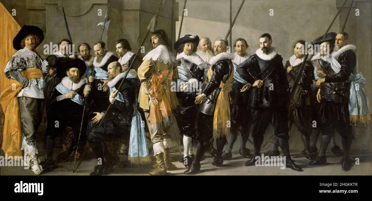 Mit Pieter Codde - Miliz Company of District XI unter dem Kommando von Captain Reynier Reael, bekannt als ‘The Mager Company’ - 1633 37 - 8oil auf Leinwand 20Hals Frans Stockfoto