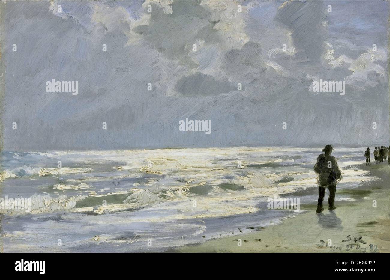 Uvejr over havet - 1882 - olio su cartone montato su tela 22,2 x 33,1 cm - Krøyer Severin Peder Stockfoto
