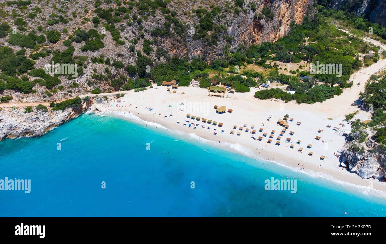 Gjipe Beach, berühmter Strand in Albanien Stockfoto