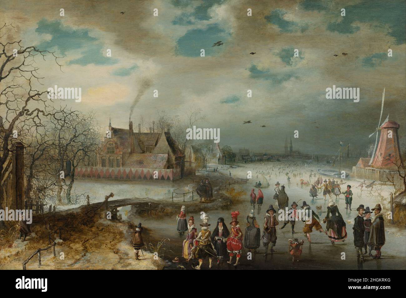 Adam van Breen - Schlittschuhlauf der gefrorenen Amstel Stockfoto