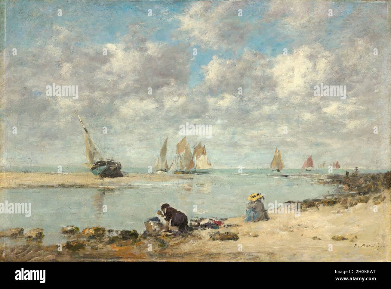 Wäscherin in der Nähe von Trouville - 1872 76 - olio su legno 27,6 x 41,3 cm - Boudin Eugène Stockfoto