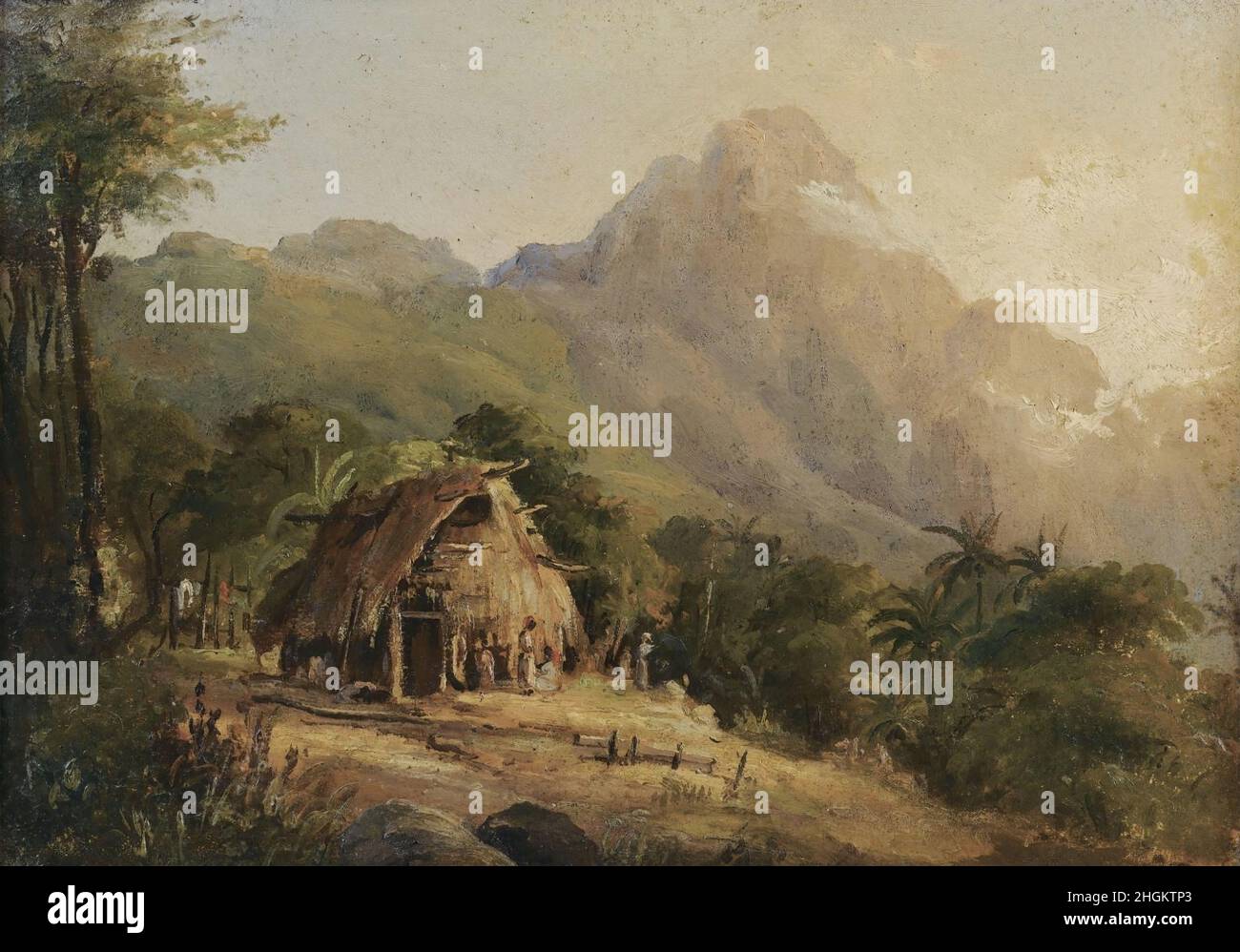 Pissarro Camille - Privatsammlung - Hutte dans un paysage de montagne, Galipan - 1854c. - Öl auf Carton montato auf tela 23,5 x 33 cm Stockfoto