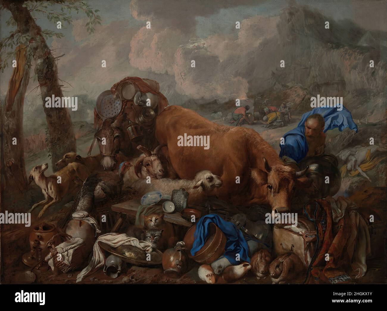 Noahs Opfer nach der Sintflut - 1650 55 - Öl auf Leinwand 140,3 x 193,7 cm - Castiglione Giovanni Stockfoto
