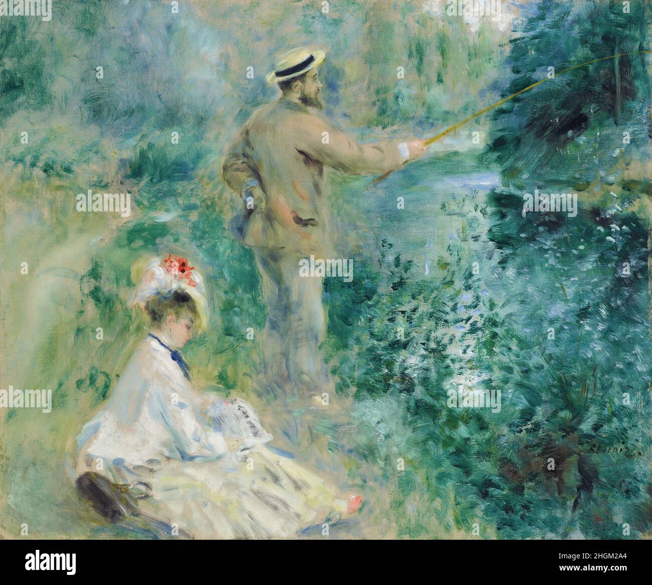 Renoir Auguste - Privatsammlung - Le pêcheur à la ligne - 1874 - Öl auf Leinwand 54,1 x 65,2 cm Stockfoto