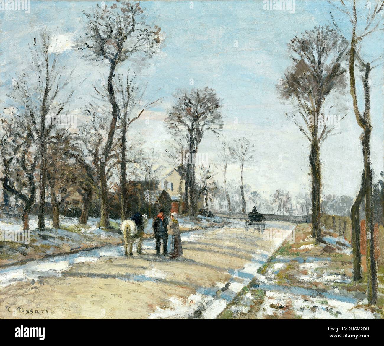 Route de Versailles, Louveciennes, Wintersonne und Schnee - 1870c. - Öl auf Leinwand 46 x 55,3 cm - pi02Pissarro Camille Stockfoto