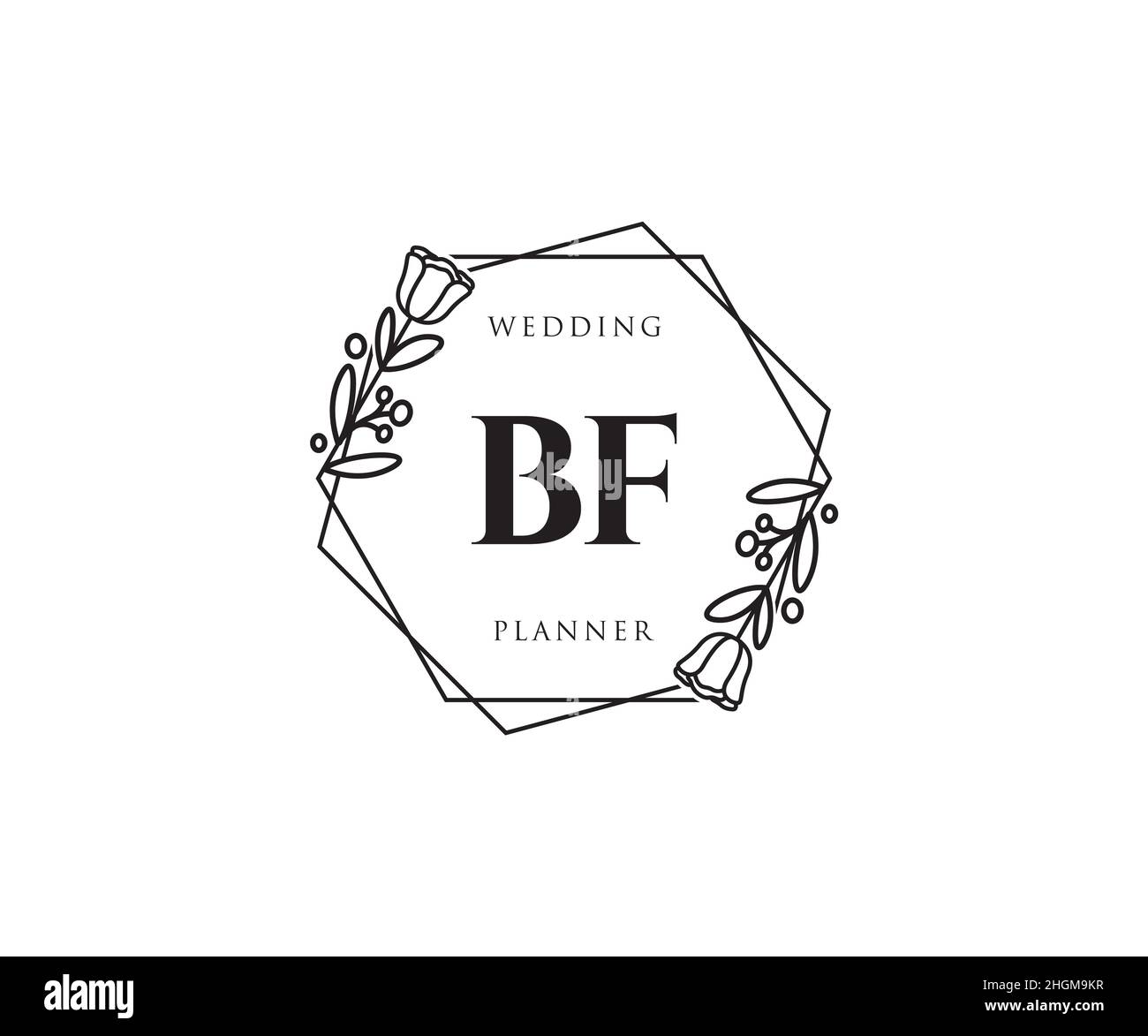 Feminines BF-Logo. Verwendbar für Natur, Salon, Spa, Kosmetik und Beauty Logos. Flaches Vektor-Logo-Design-Template-Element. Stock Vektor