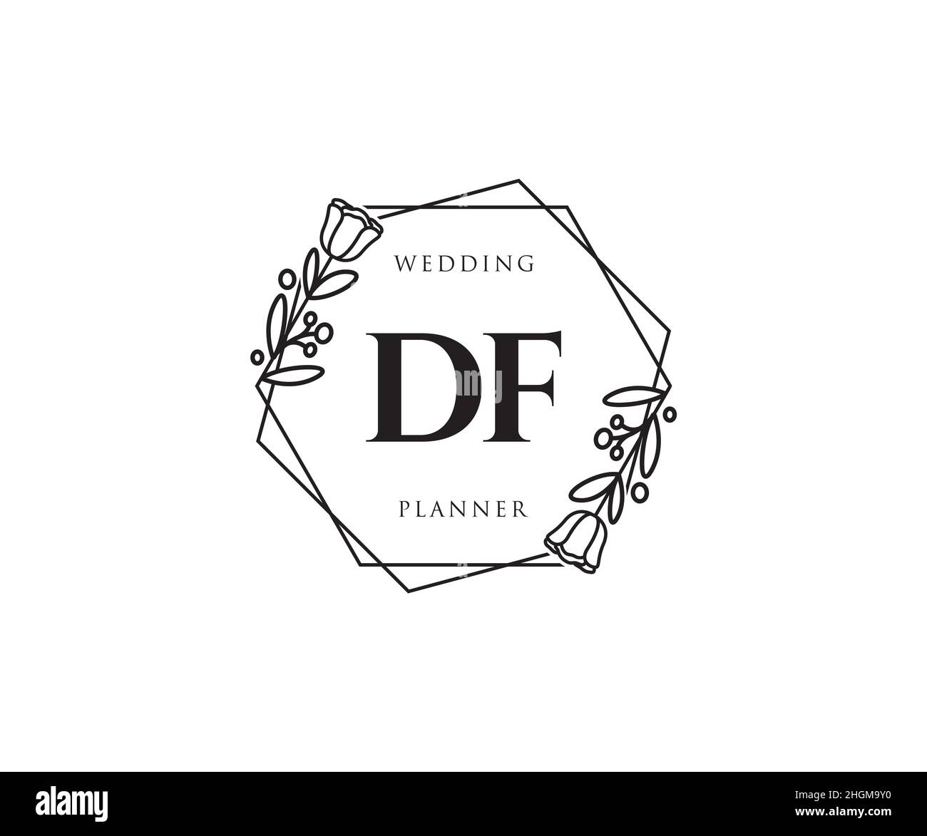 Feminines DF-Logo. Verwendbar für Natur, Salon, Spa, Kosmetik und Beauty Logos. Flaches Vektor-Logo-Design-Template-Element. Stock Vektor