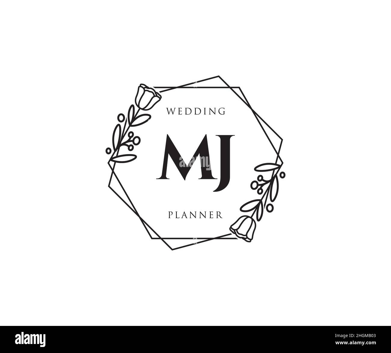 Feminines MJ-Logo. Verwendbar für Natur, Salon, Spa, Kosmetik und Beauty Logos. Flaches Vektor-Logo-Design-Template-Element. Stock Vektor