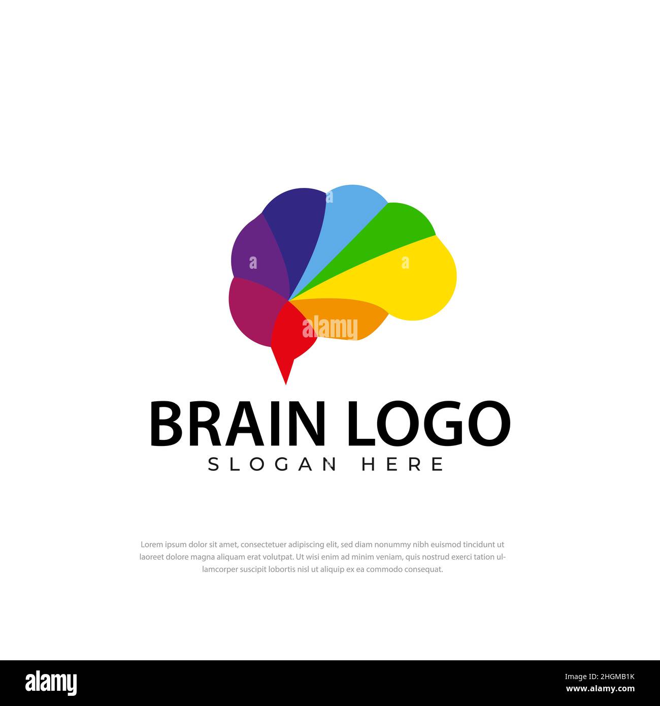 Regenbogen gefärbte Gehirn Design-Logo kreativ, Symbol, Medizin, Design-Vorlage Stock Vektor