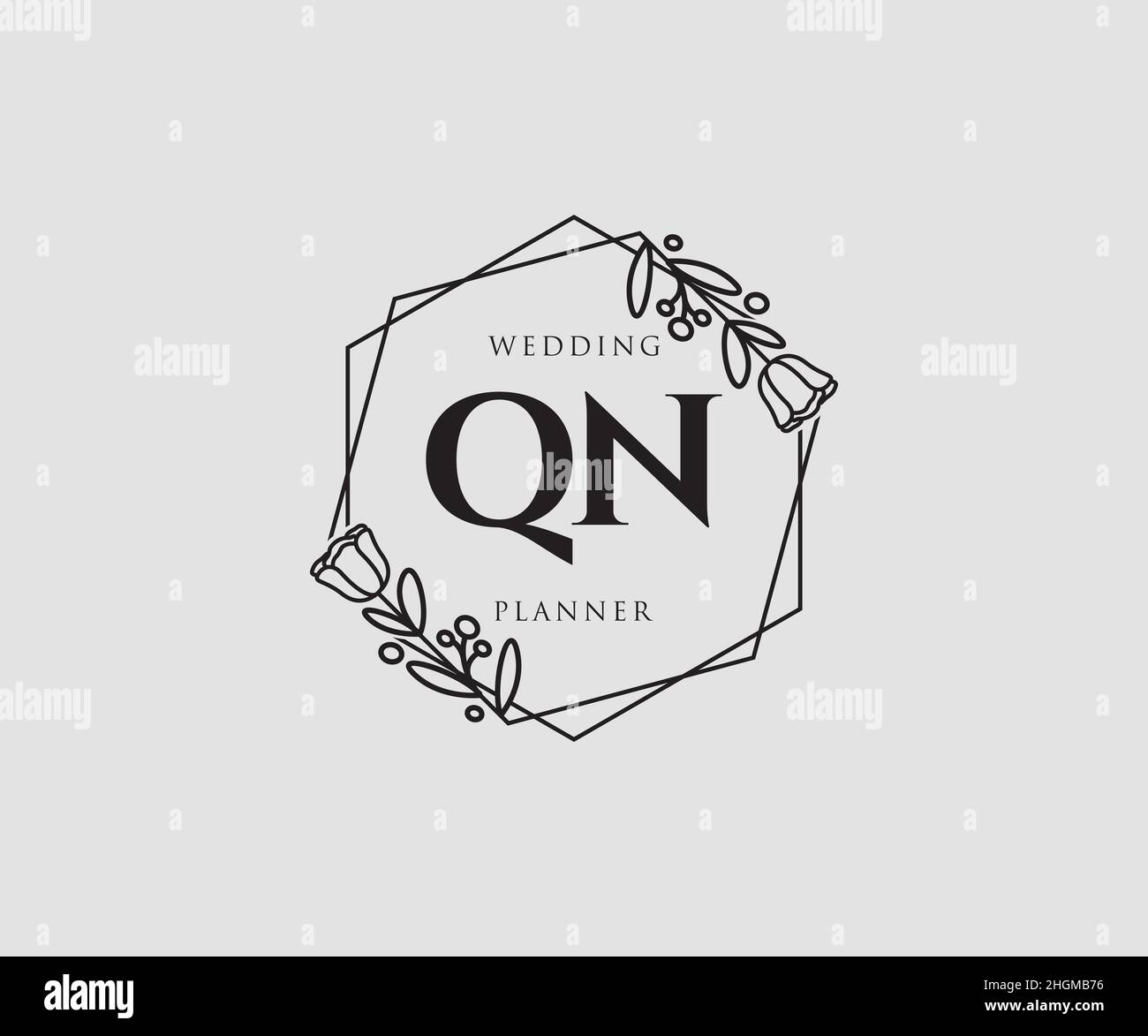 Feminines QN-Logo. Verwendbar für Natur, Salon, Spa, Kosmetik und Beauty Logos. Flaches Vektor-Logo-Design-Template-Element. Stock Vektor