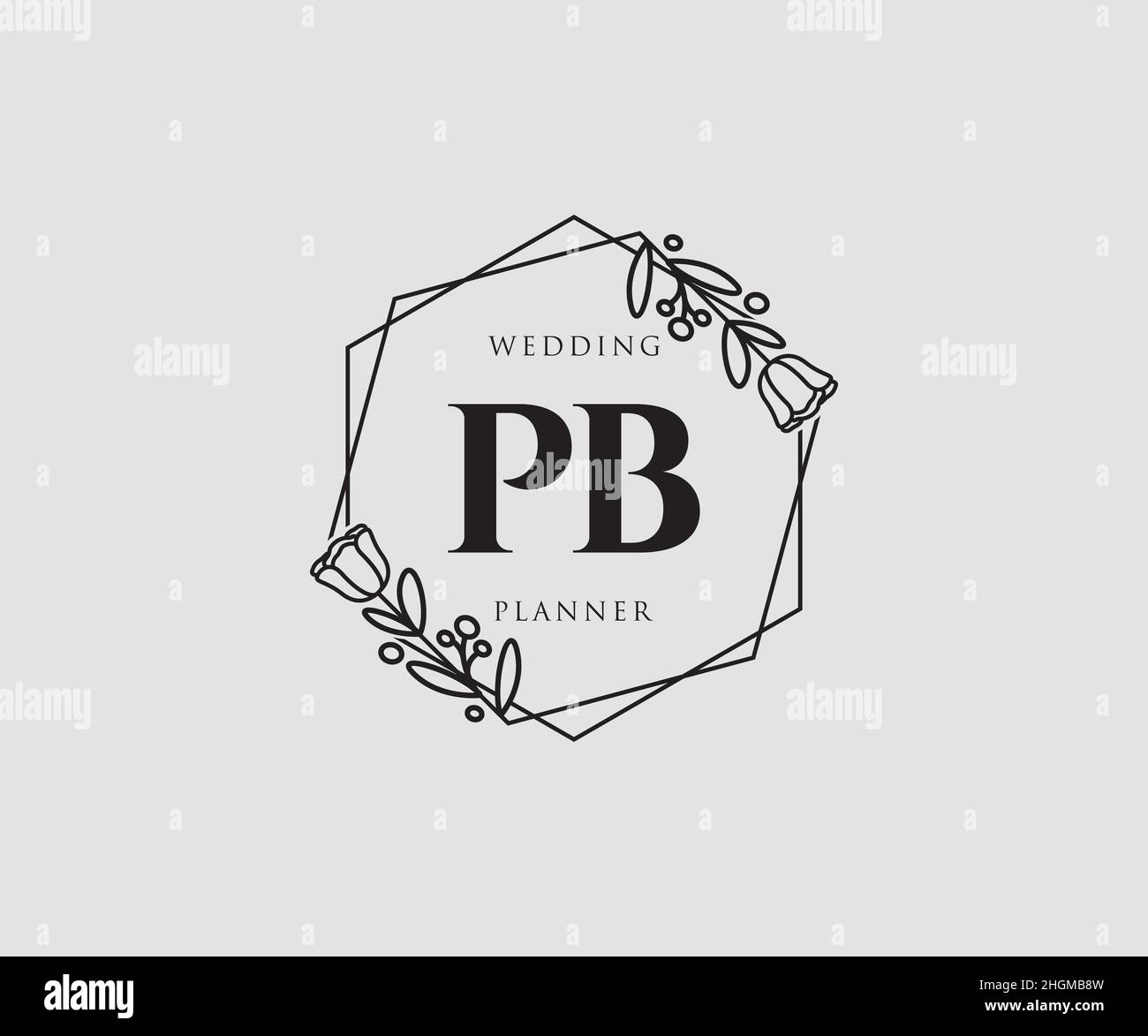 Feminines PB-Logo. Verwendbar für Natur, Salon, Spa, Kosmetik und Beauty Logos. Flaches Vektor-Logo-Design-Template-Element. Stock Vektor