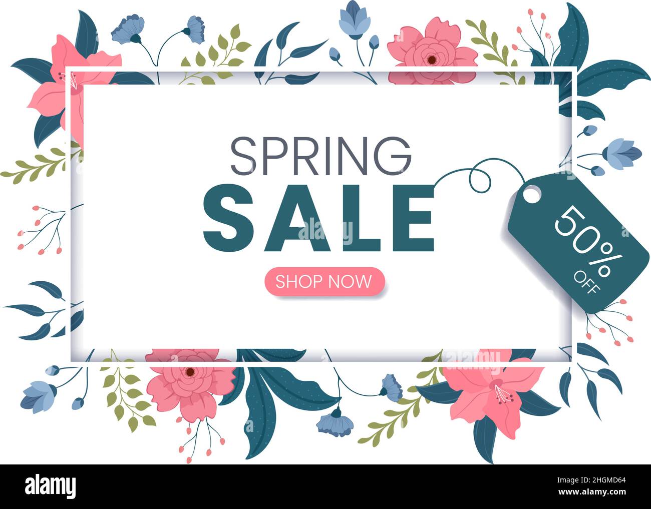 Frühling Verkauf Blüte Blumen Hintergrund natürliche Vorlage Vektor Illustration mit Jahreszeit Pflanze geeignet für Grußkarte, Einladung oder Poster Stock Vektor