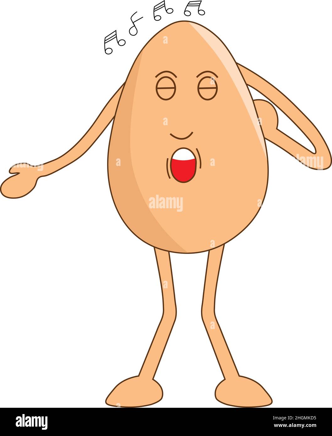 Sänger Ei Cartoon singen ein Lied Stock Vektor