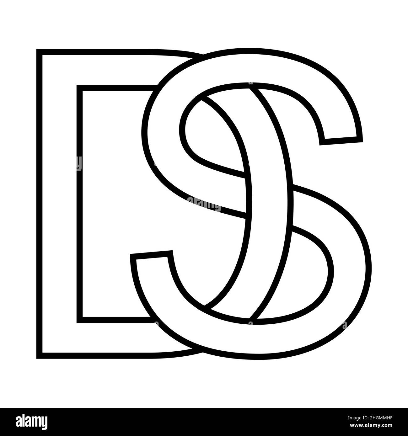 Logo-Zeichen ds sd-Symbol, nft ds-Zeilensprungbuchstaben d s Stock Vektor