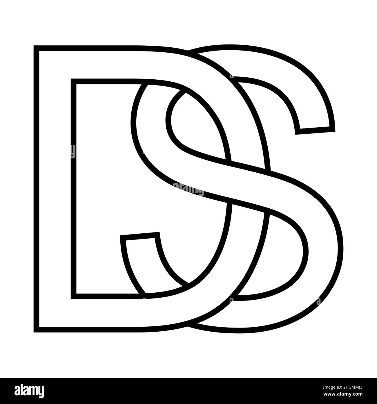 Logo-Zeichen ds, sd-Symbol, nft ds-Zeilensprungbuchstaben d s Stock Vektor
