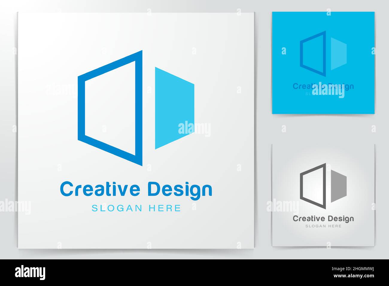 Blaue Box. Ideen für das Block-Chain-Logo. Inspiration Logo Design. Darstellung Des Vektor-Vorlagenbildes. Isoliert Auf Weißem Hintergrund Stock Vektor