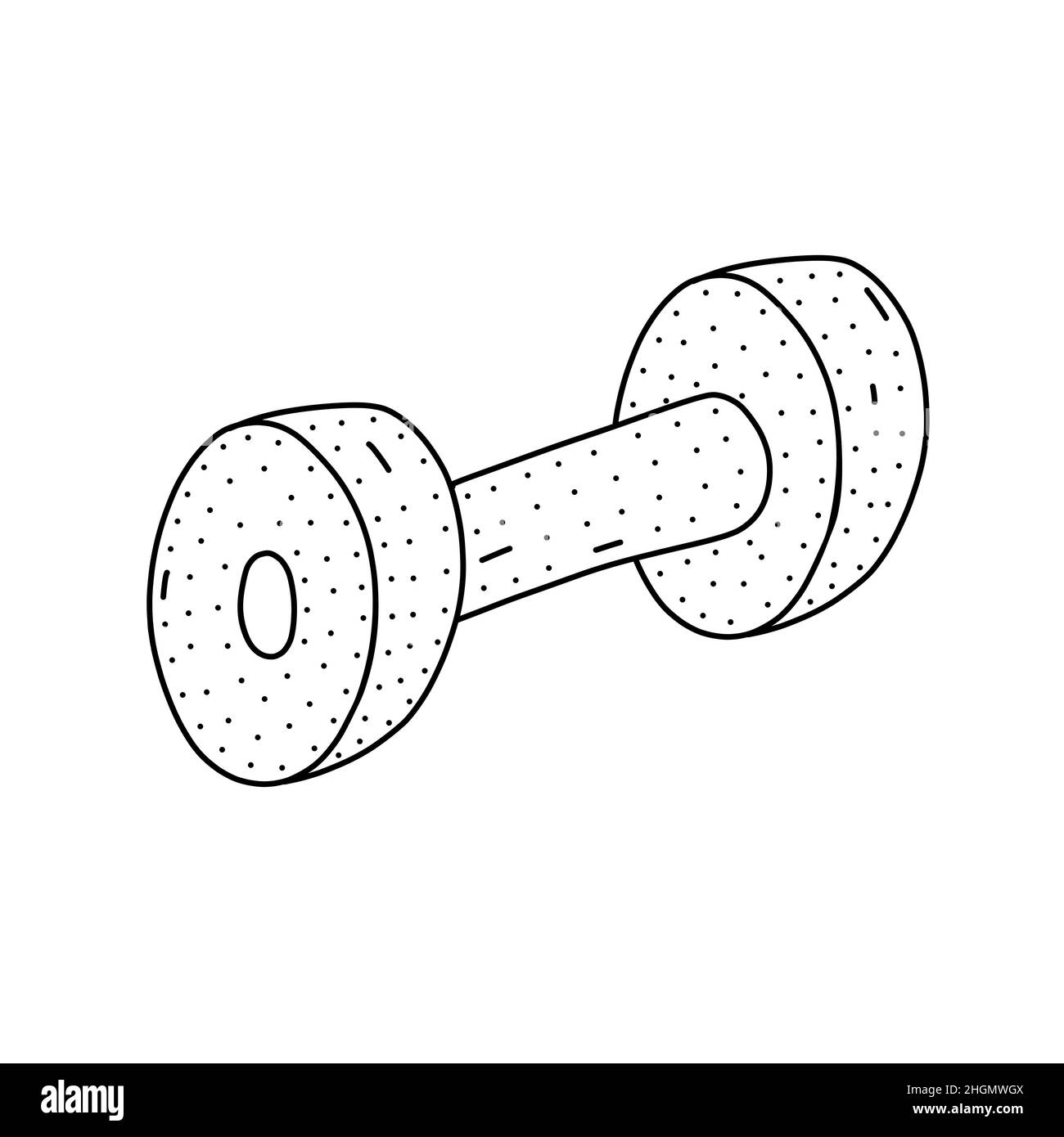 Handgezeichnetes Gewichtssymbol im Doodle-Stil. Digitales Sportelement. Illustration für Webdesign Stock Vektor