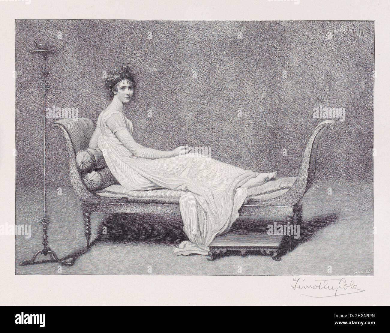 Madame Récamier 1909 Timothy Cole Amerikaner. Madame Récamier. Nach Baron François Gérard (Französisch, Rom 1770–1837 Paris). 1909. Holzstich. Scribner's Monthly. Timothy Cole (Amerikaner, London 1852–1931 Poughkepsie, New York). Julie Récamier (Französisch, Lyon 1777–1849 Paris). Ausdrucke Stockfoto