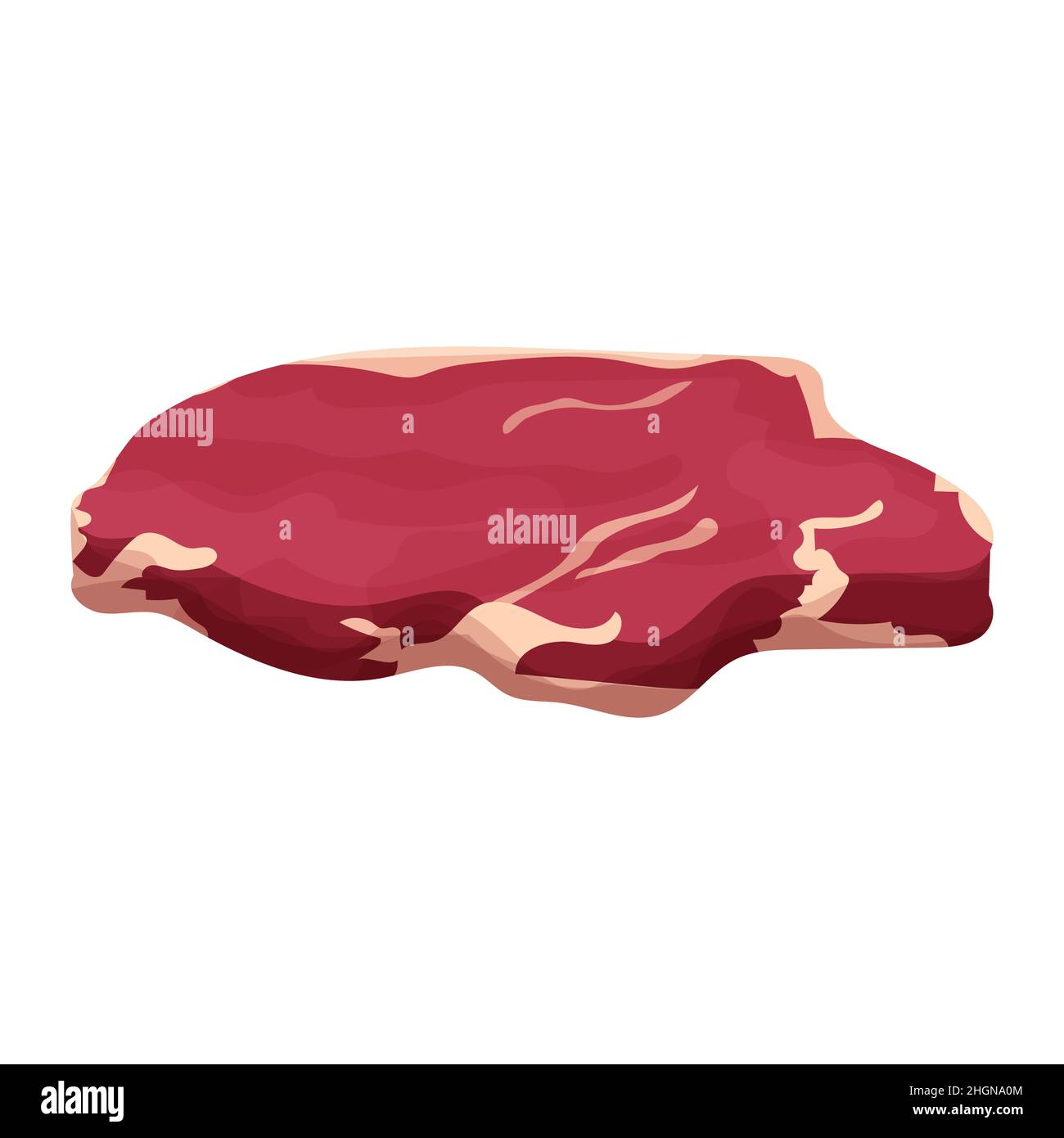 Stück rohes Fleisch, Stück Rindfleisch, gehackt isoliert auf weißem Hintergrund. Portionsprodukt, Zutat. Mahlzeit, Design-Element. Vektorgrafik Stock Vektor