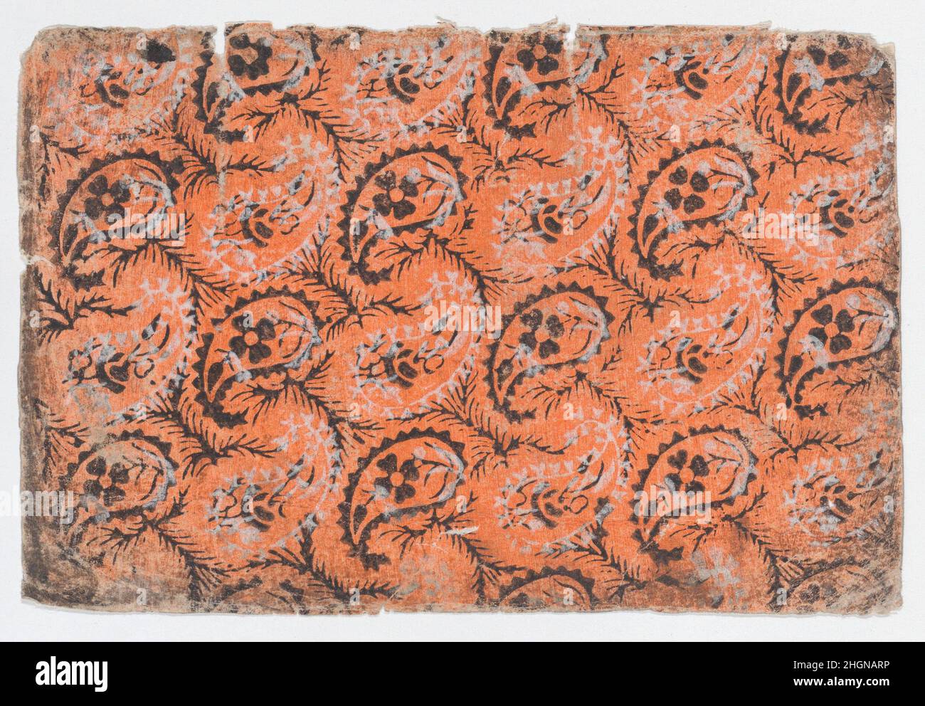 Blatt mit Paisley-Muster 19th Jahrhundert Anonymous. Blatt mit Paisley-Muster. Anonym , 19th Jahrhundert. 19th Jahrhundert. Reliefdruck (Holz oder Metall). Ausdrucke Stockfoto