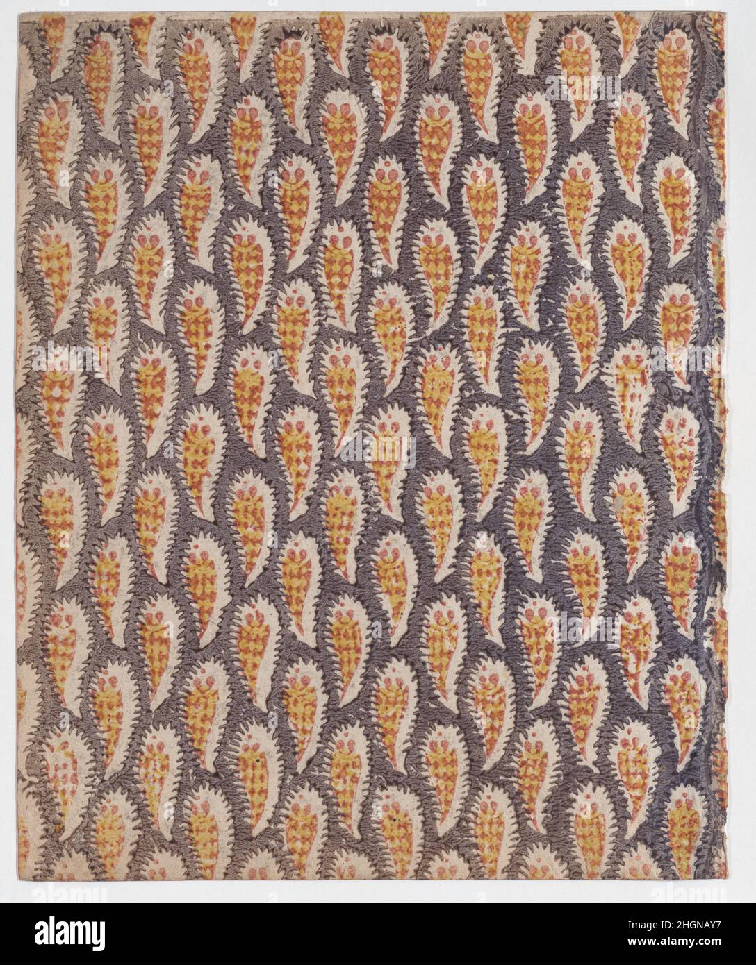 Blatt mit Paisley-Muster 19th Jahrhundert Anonymous. Blatt mit Paisley-Muster. Anonym , 19th Jahrhundert. 19th Jahrhundert. Reliefdruck (Holz oder Metall). Ausdrucke Stockfoto