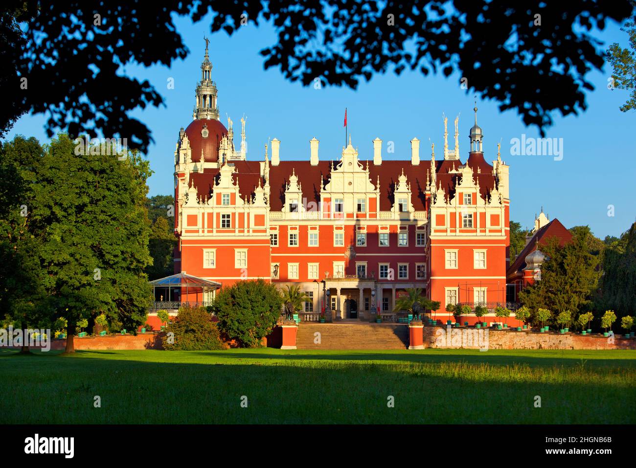 Deutschland, Sachsen - Bad Muskau - schönes Schloss Muskau und Muskau-Park UNESCO-Weltkulturerbe Stockfoto