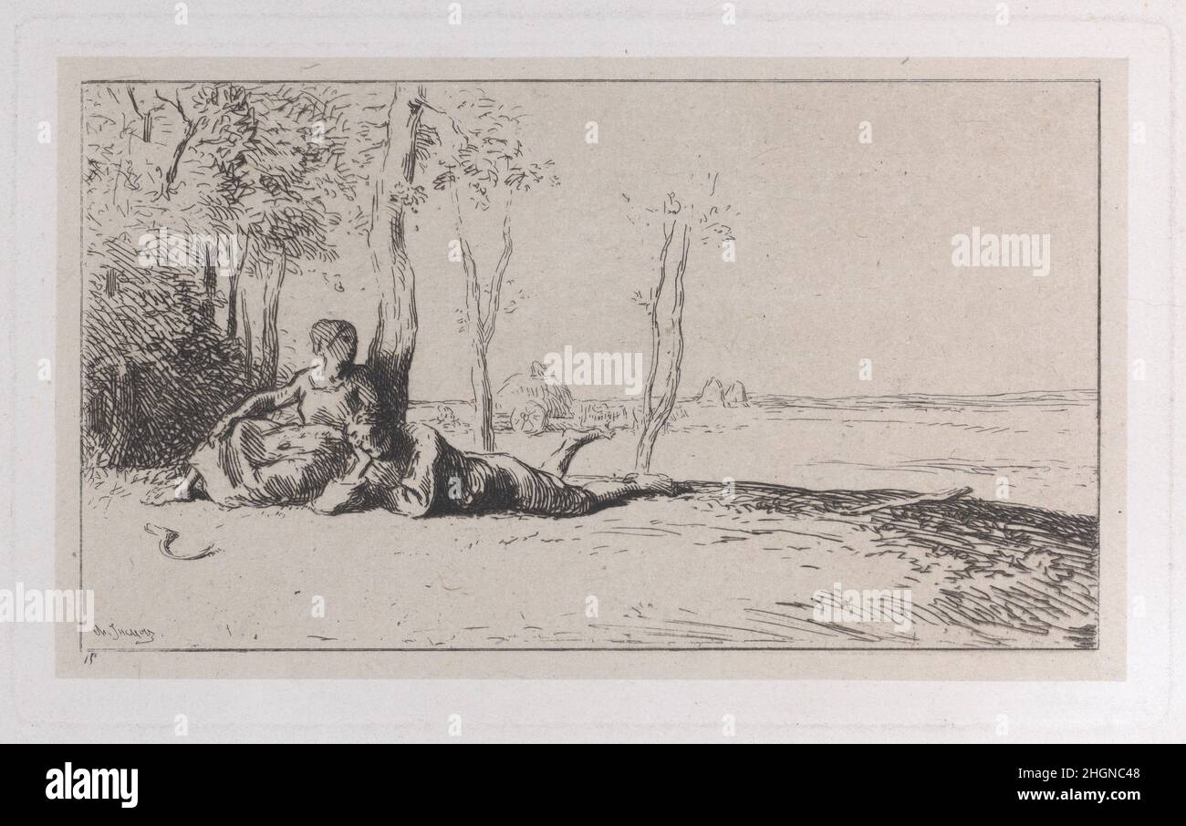 Rest 1849 Charles Jacque. Ruhe. Charles Jacque (Französisch, Paris 1813–1894 Paris). 1849. Radierung. Ausdrucke Stockfoto