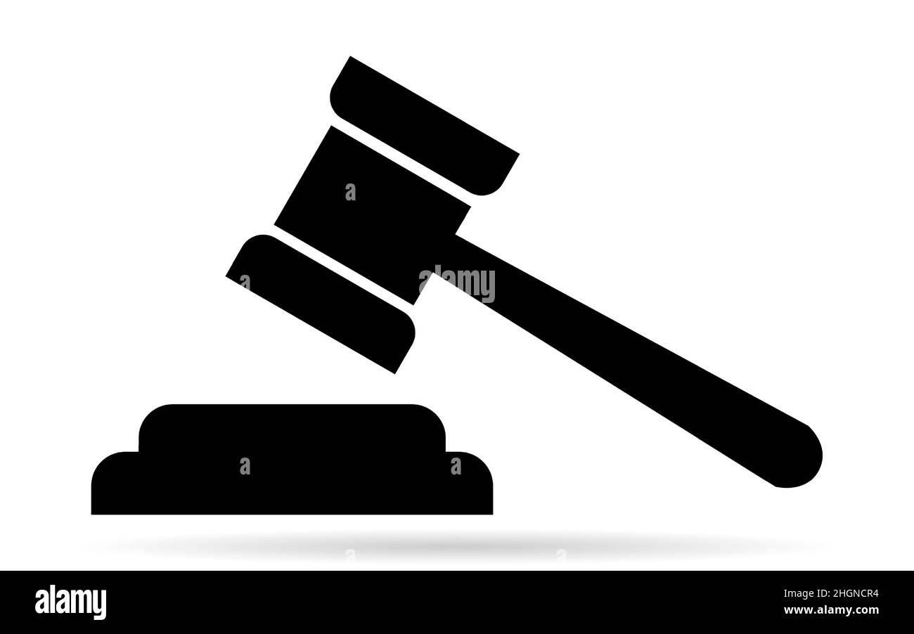 Symbol „Richter“. Hammer flaches Symbol auf weißem Hintergrund isoliert Stock Vektor