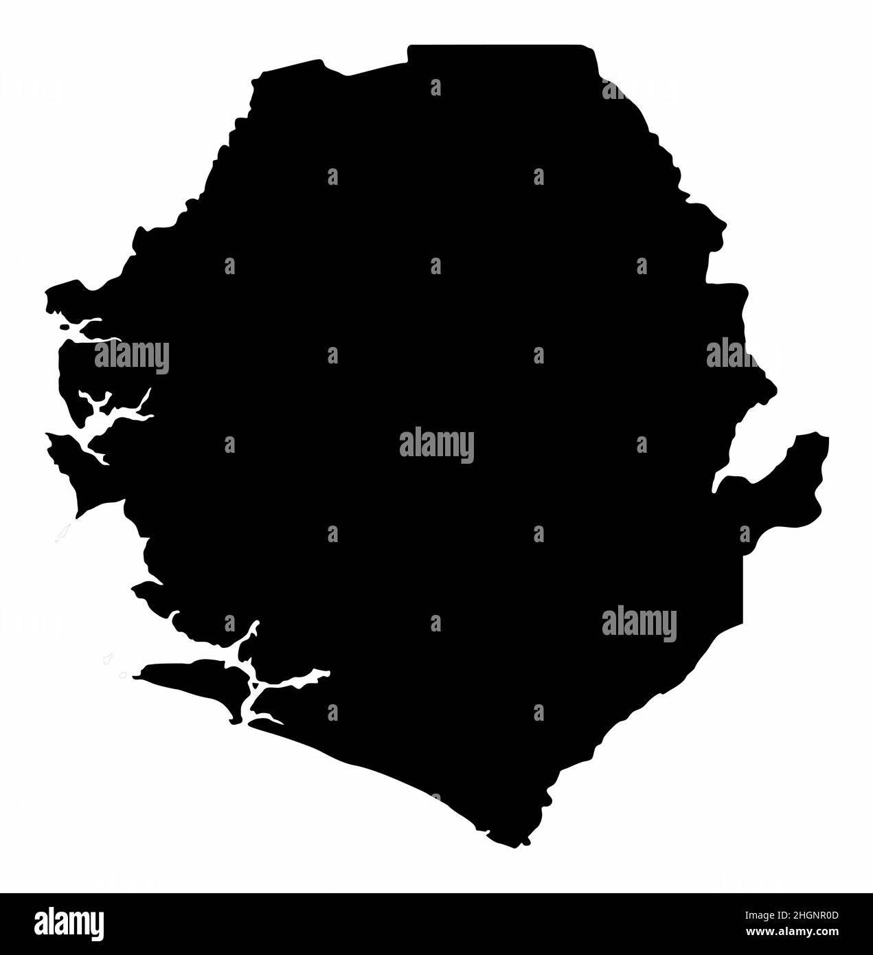 Sierra Leone Silhouette Karte isoliert auf weißem Hintergrund Stock Vektor