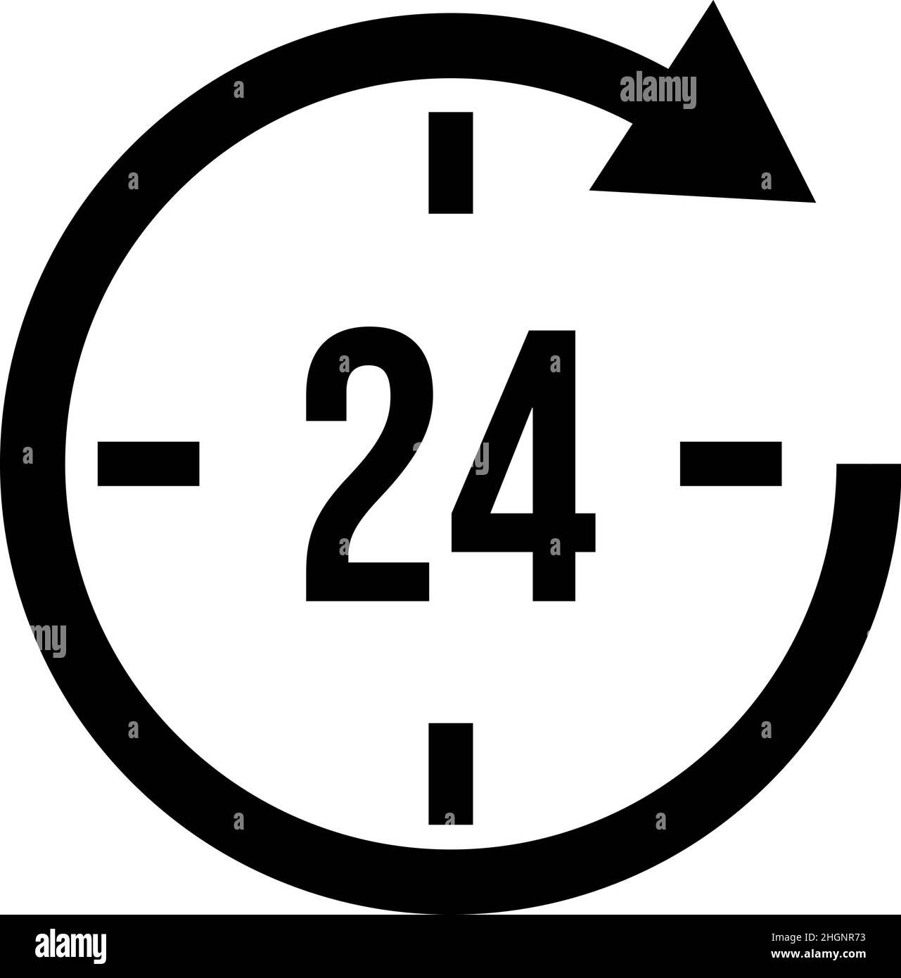 Vektorsymbol für 24 Stunden auf weißem Hintergrund isoliert Stock Vektor