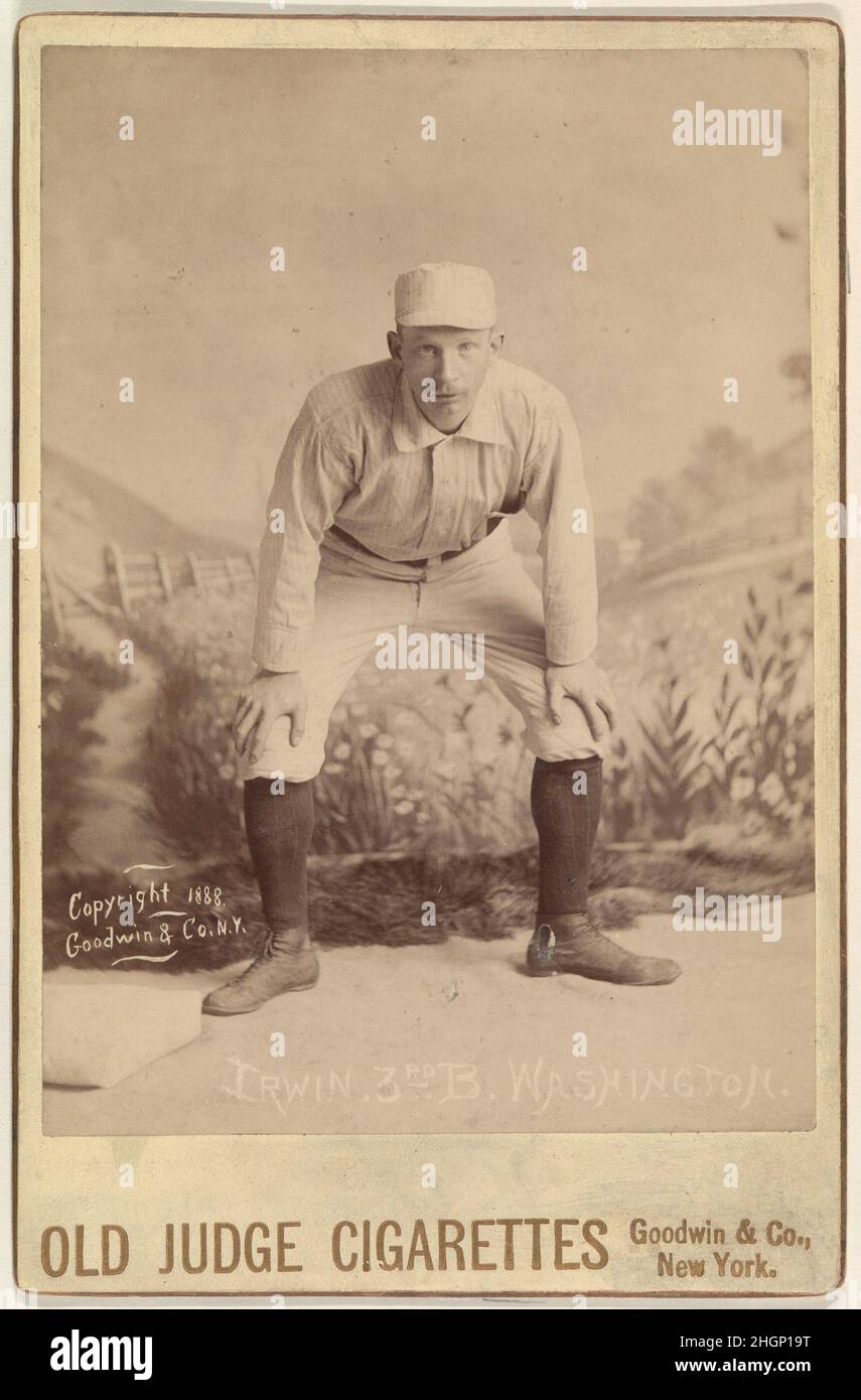 Irwin, 3rd Base, Washington, aus der Serie Old Judge Cigarettes 1888, herausgegeben von Goodwin & Company aus der Serie Old Judge Cigarettes N173, 1887-1889. Die Serie besteht aus insgesamt 407 Kabinettkarten, und das Metropolitan Museum of Art besitzt 152. Herausgegeben von Goodwin & Company, New York. Irwin, 3rd Base, Washington, aus der Serie Old Judge Cigarettes 400318 Stockfoto
