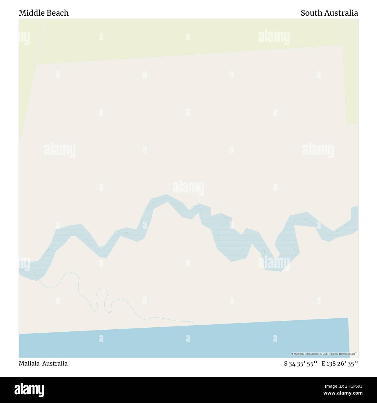 Middle Beach, Mallala, Australien, South Australia, S 34 35' 55'', E 138 26' 35'', Karte, Timeless Map veröffentlicht im Jahr 2021. Reisende, Entdecker und Abenteurer wie Florence Nightingale, David Livingstone, Ernest Shackleton, Lewis and Clark und Sherlock Holmes haben sich bei der Planung von Reisen zu den entlegensten Ecken der Welt auf Karten verlassen.Timeless Maps kartiert die meisten Orte auf der Welt und zeigt die Verwirklichung großer Träume Stockfoto
