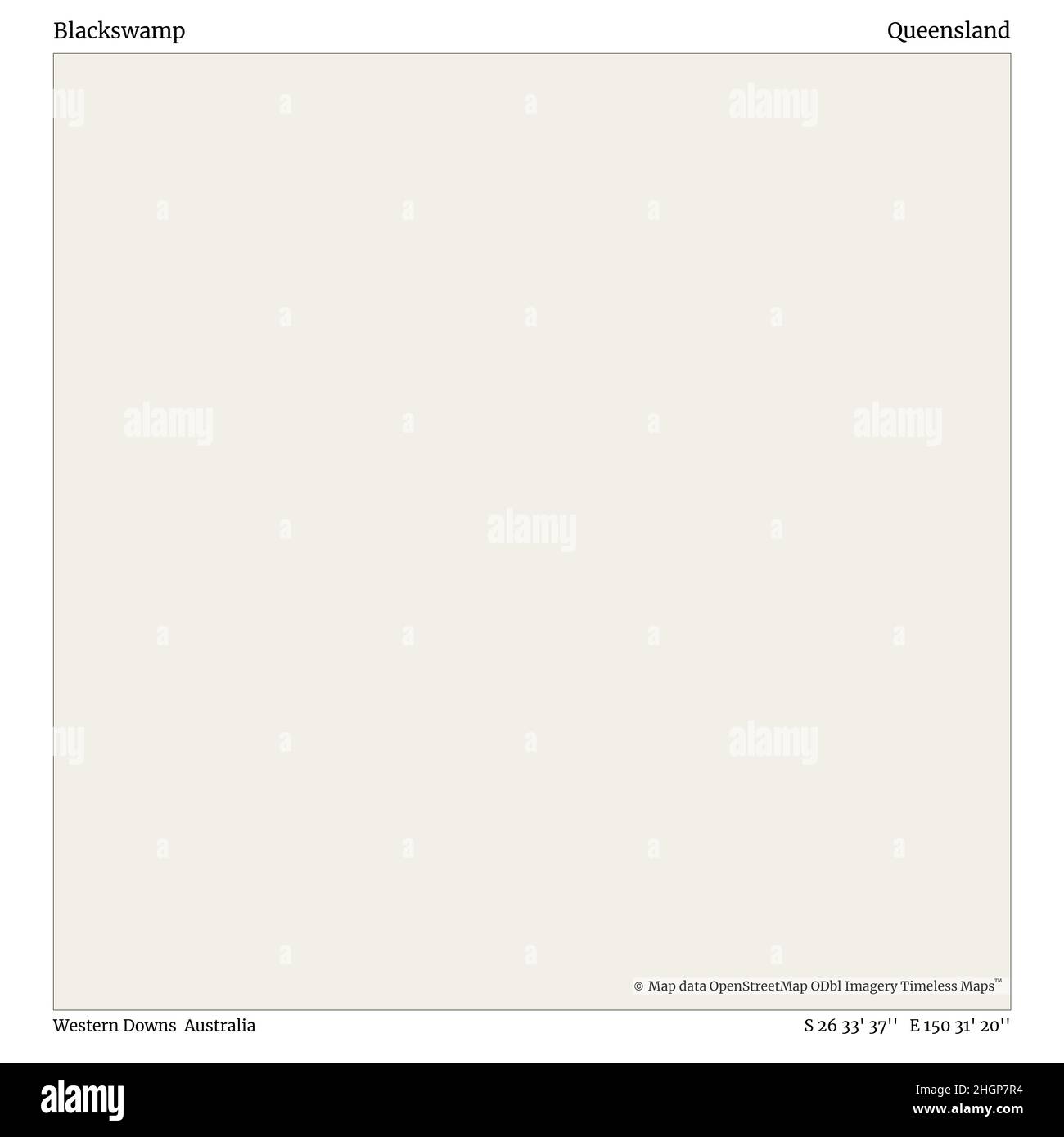 Blackswamp, Western Downs, Australien, Queensland, S 26 33' 37'', E 150 31' 20'', Karte, Timeless Map veröffentlicht im Jahr 2021. Reisende, Entdecker und Abenteurer wie Florence Nightingale, David Livingstone, Ernest Shackleton, Lewis and Clark und Sherlock Holmes haben sich bei der Planung von Reisen zu den entlegensten Ecken der Welt auf Karten verlassen.Timeless Maps kartiert die meisten Orte auf der Welt und zeigt die Verwirklichung großer Träume Stockfoto