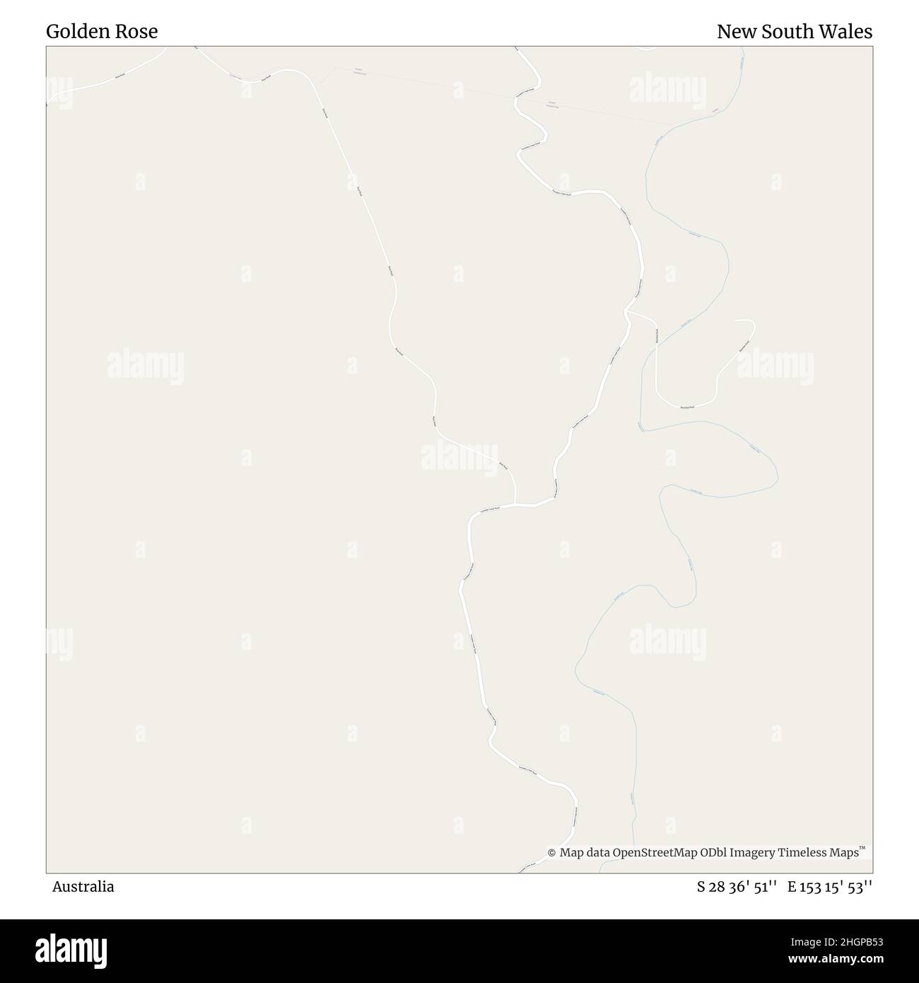 Golden Rose, Australien, New South Wales, S 28 36' 51'', E 153 15' 53'', Karte, Timeless Map veröffentlicht im Jahr 2021. Reisende, Entdecker und Abenteurer wie Florence Nightingale, David Livingstone, Ernest Shackleton, Lewis and Clark und Sherlock Holmes haben sich bei der Planung von Reisen zu den entlegensten Ecken der Welt auf Karten verlassen.Timeless Maps kartiert die meisten Orte auf der Welt und zeigt die Verwirklichung großer Träume Stockfoto