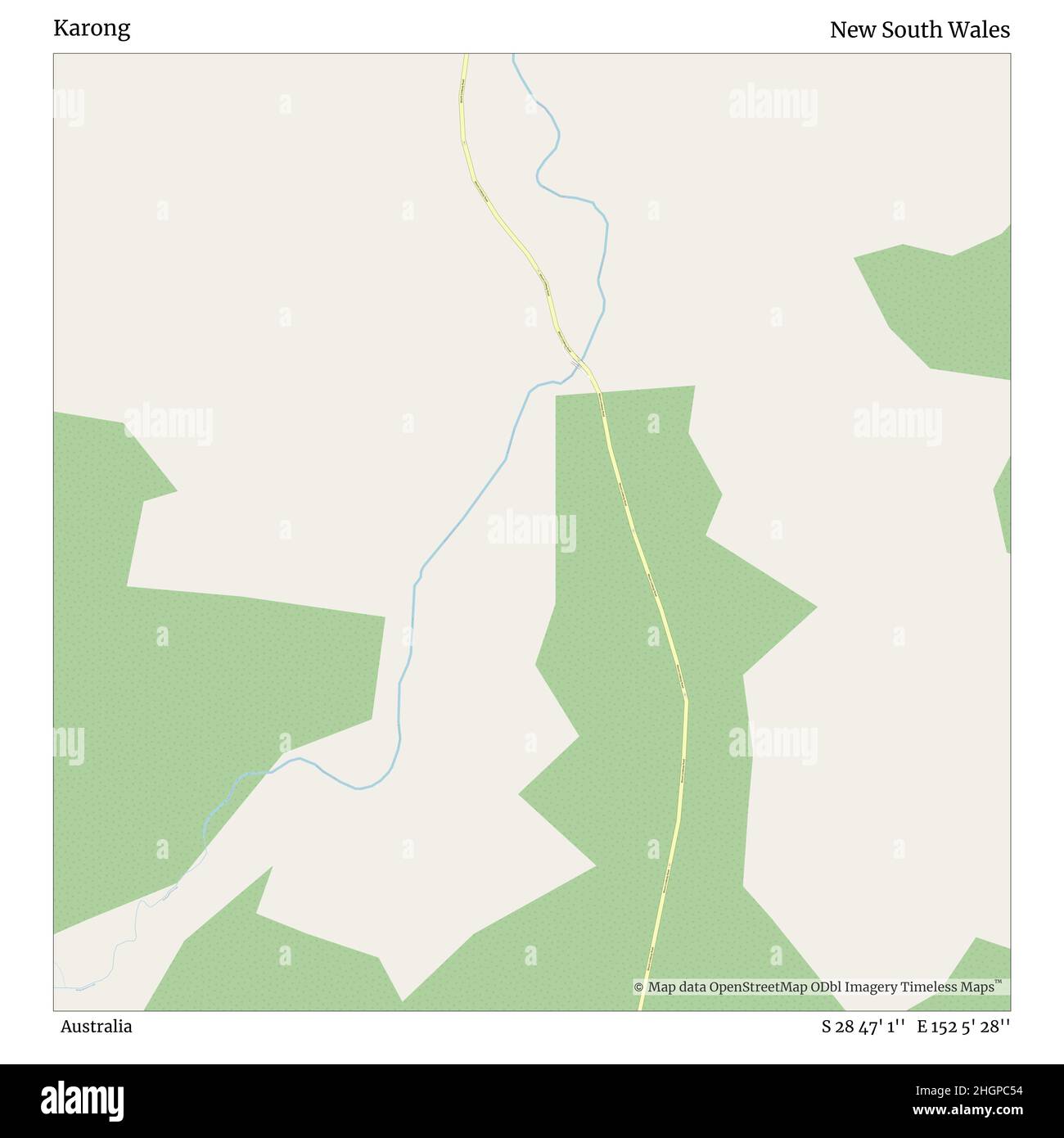 Karong, Australien, New South Wales, S 28 47' 1'', E 152 5' 28'', Karte, Timeless Map veröffentlicht im Jahr 2021. Reisende, Entdecker und Abenteurer wie Florence Nightingale, David Livingstone, Ernest Shackleton, Lewis and Clark und Sherlock Holmes haben sich bei der Planung von Reisen zu den entlegensten Ecken der Welt auf Karten verlassen.Timeless Maps kartiert die meisten Orte auf der Welt und zeigt die Verwirklichung großer Träume Stockfoto