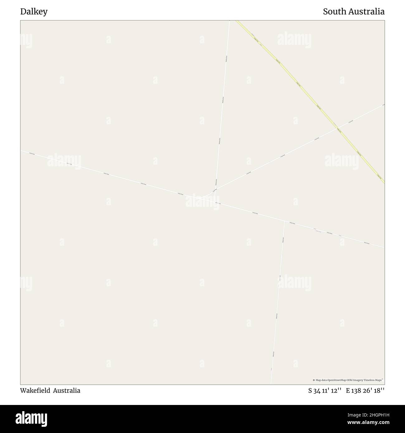 Dalkey, Wakefield, Australien, Südaustralien, S 34 11' 12'', E 138 26' 18'', map, Timeless Map veröffentlicht im Jahr 2021. Reisende, Entdecker und Abenteurer wie Florence Nightingale, David Livingstone, Ernest Shackleton, Lewis and Clark und Sherlock Holmes haben sich bei der Planung von Reisen zu den entlegensten Ecken der Welt auf Karten verlassen.Timeless Maps kartiert die meisten Orte auf der Welt und zeigt die Verwirklichung großer Träume Stockfoto