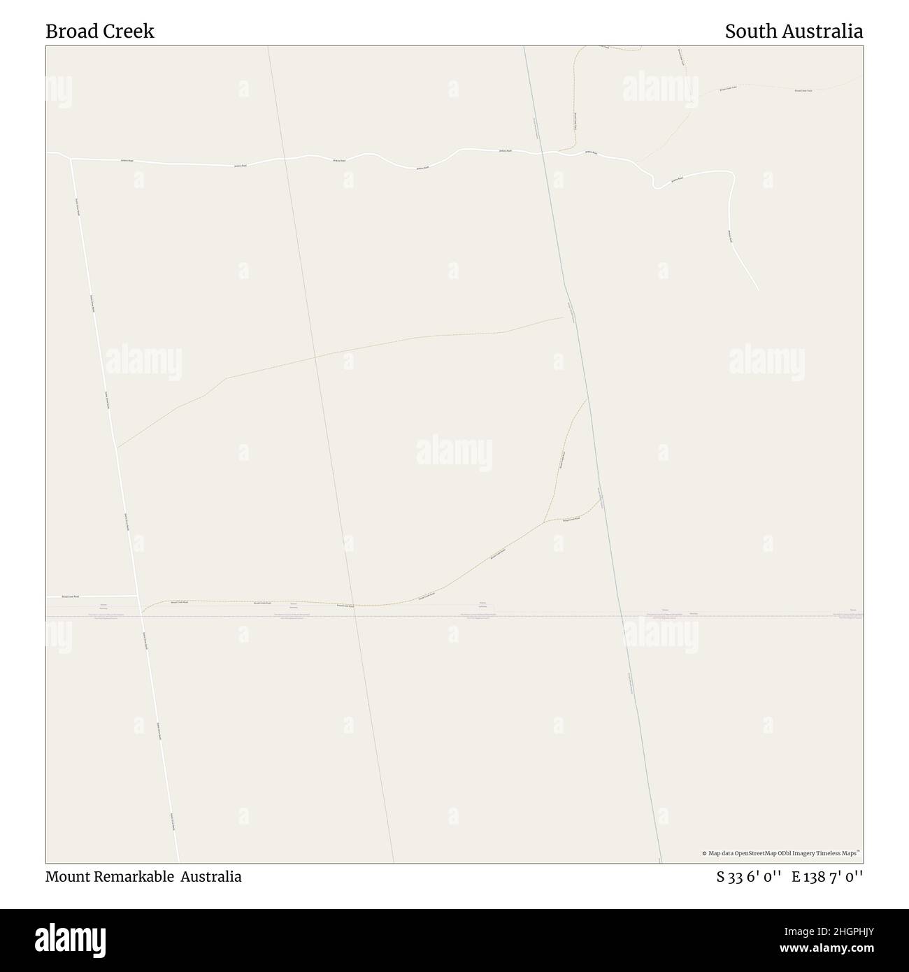 Broad Creek, Mount Remarkable, Australien, Südaustralien, S 33 6' 0'', E 138 7' 0'', Karte, Timeless Map veröffentlicht im Jahr 2021. Reisende, Entdecker und Abenteurer wie Florence Nightingale, David Livingstone, Ernest Shackleton, Lewis and Clark und Sherlock Holmes haben sich bei der Planung von Reisen zu den entlegensten Ecken der Welt auf Karten verlassen.Timeless Maps kartiert die meisten Orte auf der Welt und zeigt die Verwirklichung großer Träume Stockfoto