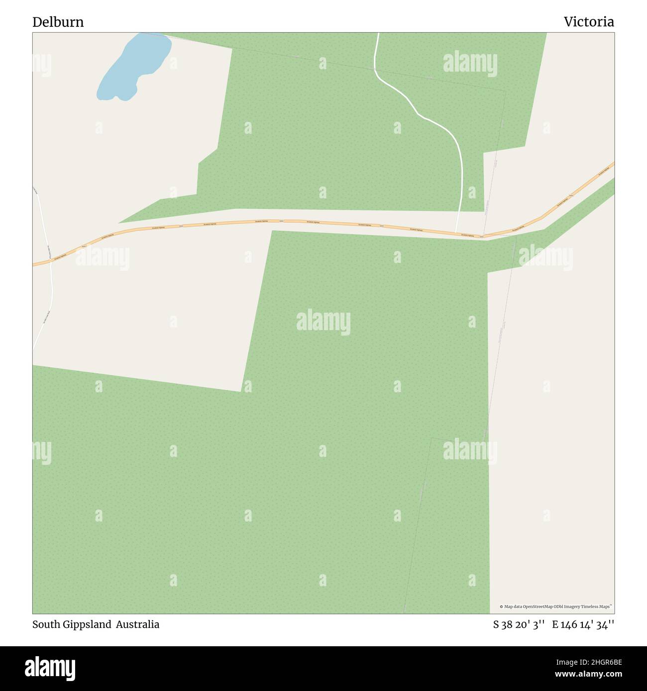 Delburn, South Gippsland, Australien, Victoria, S 38 20' 3'', E 146 14' 34'', map, Timeless Map veröffentlicht im Jahr 2021. Reisende, Entdecker und Abenteurer wie Florence Nightingale, David Livingstone, Ernest Shackleton, Lewis and Clark und Sherlock Holmes haben sich bei der Planung von Reisen zu den entlegensten Ecken der Welt auf Karten verlassen.Timeless Maps kartiert die meisten Orte auf der Welt und zeigt die Verwirklichung großer Träume Stockfoto