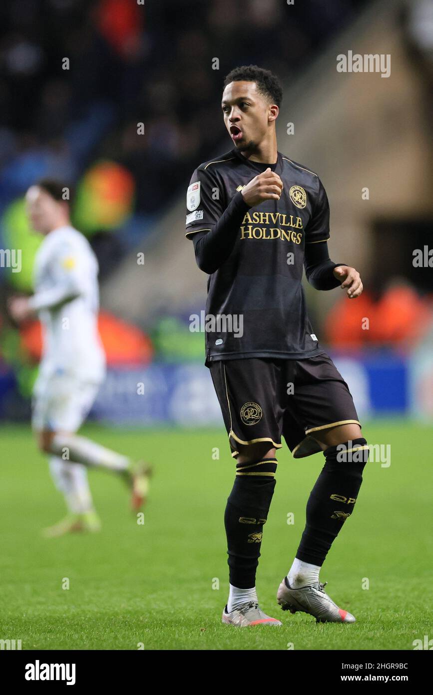 COVENTRY, GROSSBRITANNIEN. JANUAR 22ND. Chris Willock von den Queens Park Rangers reagiert während des Sky Bet Championship-Spiels zwischen Coventry City und den Queens Park Rangers in der Coventry Building Society Arena, Coventry am Samstag, dem 22nd. Januar 2022. (Kredit: James Holyoak | MI News) Kredit: MI Nachrichten & Sport /Alamy Live News Stockfoto