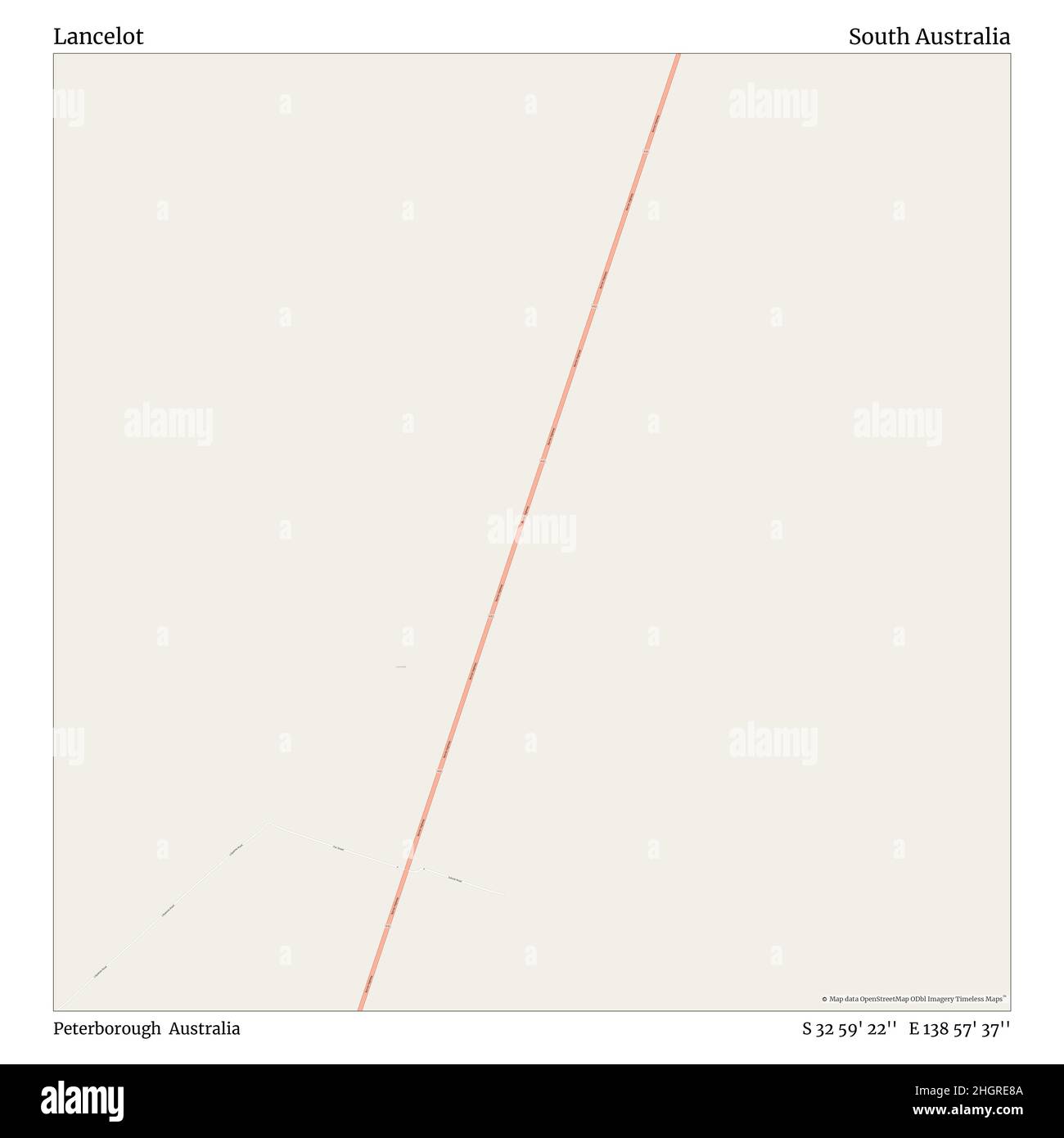 Lancelot, Peterborough, Australien, Südaustralien, S 32 59' 22'', E 138 57' 37'', Karte, Timeless Map veröffentlicht im Jahr 2021. Reisende, Entdecker und Abenteurer wie Florence Nightingale, David Livingstone, Ernest Shackleton, Lewis and Clark und Sherlock Holmes haben sich bei der Planung von Reisen zu den entlegensten Ecken der Welt auf Karten verlassen.Timeless Maps kartiert die meisten Orte auf der Welt und zeigt die Verwirklichung großer Träume Stockfoto