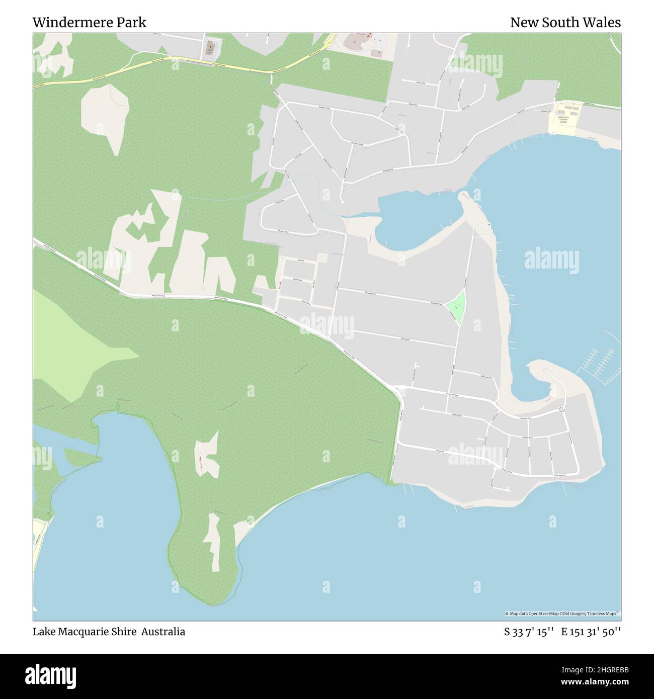 Windermere Park, Lake Macquarie Shire, Australien, New South Wales, S 33 7' 15'', E 151 31' 50'', map, Timeless Map veröffentlicht im Jahr 2021. Reisende, Entdecker und Abenteurer wie Florence Nightingale, David Livingstone, Ernest Shackleton, Lewis and Clark und Sherlock Holmes haben sich bei der Planung von Reisen zu den entlegensten Ecken der Welt auf Karten verlassen.Timeless Maps kartiert die meisten Orte auf der Welt und zeigt die Verwirklichung großer Träume Stockfoto