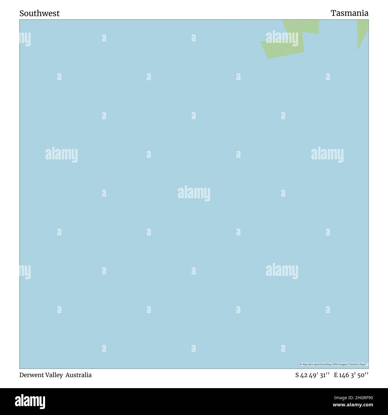 Southwest, Derwent Valley, Australien, Tasmanien, S 42 49' 31'', E 146 3' 50'', map, Timeless Map veröffentlicht im Jahr 2021. Reisende, Entdecker und Abenteurer wie Florence Nightingale, David Livingstone, Ernest Shackleton, Lewis and Clark und Sherlock Holmes haben sich bei der Planung von Reisen zu den entlegensten Ecken der Welt auf Karten verlassen.Timeless Maps kartiert die meisten Orte auf der Welt und zeigt die Verwirklichung großer Träume Stockfoto