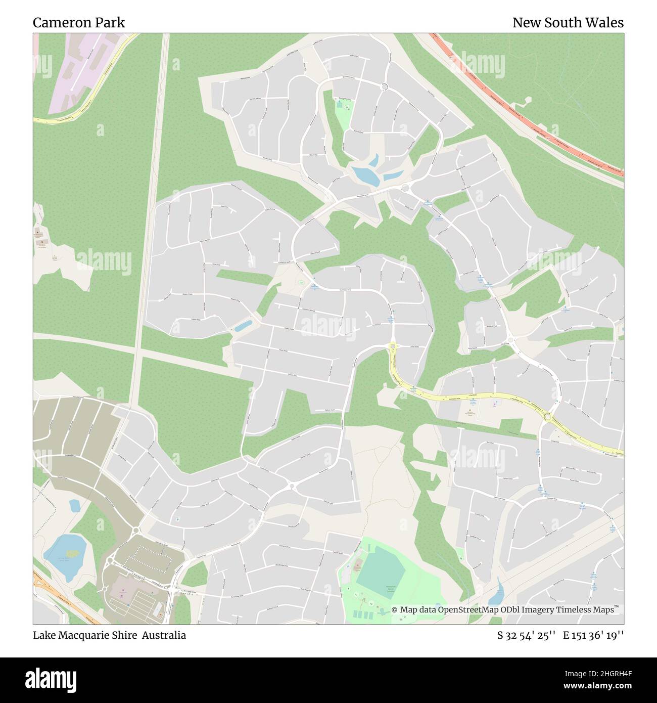 Cameron Park, Lake Macquarie Shire, Australien, New South Wales, S 32 54' 25'', E 151 36' 19'', map, Timeless Map veröffentlicht im Jahr 2021. Reisende, Entdecker und Abenteurer wie Florence Nightingale, David Livingstone, Ernest Shackleton, Lewis and Clark und Sherlock Holmes haben sich bei der Planung von Reisen zu den entlegensten Ecken der Welt auf Karten verlassen.Timeless Maps kartiert die meisten Orte auf der Welt und zeigt die Verwirklichung großer Träume Stockfoto